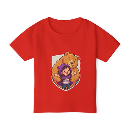 Girl Hugging Bear toddler T-shirt | Cute Animal Friendship Tricou Copii Personalizat Premium – 100% Bumbac | Confort & Stil pentru Cei Mici