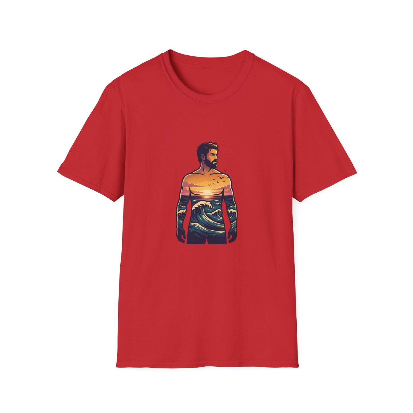 Sunset Surf Silhouette T-Shirt | Ocean Wave Man Tricou Personalizat Gildan 64000 – Bumbac Premium, Fit Modern & Confort Zilnic