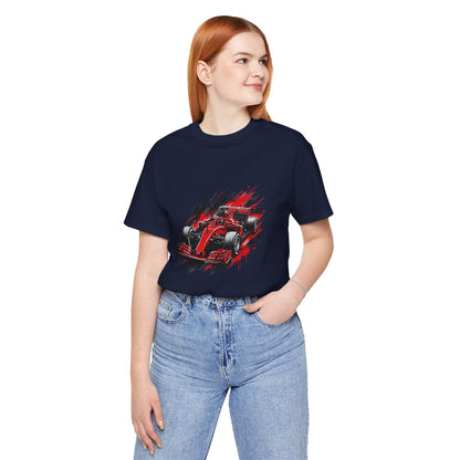 Red Racing Formula Car tee | Race Car T-Tricou Personalizat Formula Racing Red Storm | Bella Canvas® 3001 100% Bumbac Premium Unisex