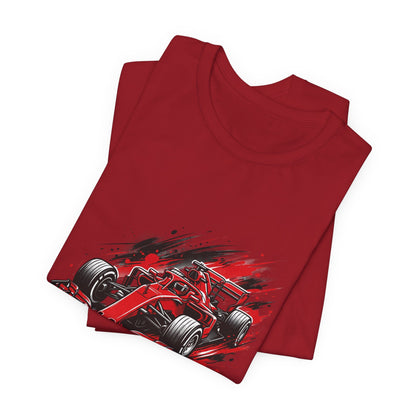 Red Racing Formula Car tee | Race Car T-Tricou Personalizat Formula Racing Red Storm | Bella Canvas® 3001 100% Bumbac Premium Unisex