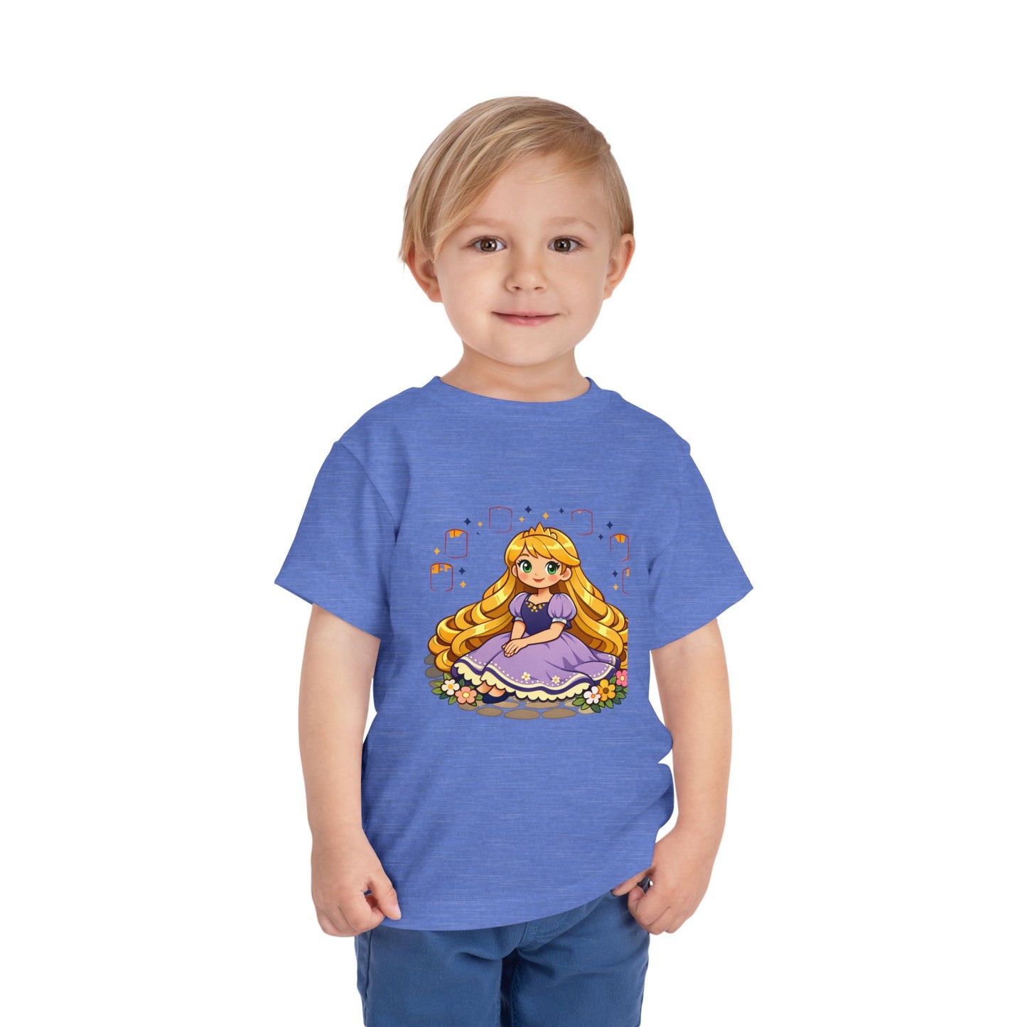 Long-Haired Princess Sitting Tee | Cute Fairy Tale Toddler ShirtTricou Personalizat Fetițe Prințesă cu Păr Blond | 100% Bumbac Premium Bella Canvas® 2T–5T