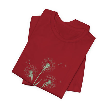 Dandelion Seed Trio Tee | Minimal Botanical Floral ShirtTricou Personalizat Păpădie Minimalistă | Bella Canvas® 3001 Bumbac Premium Unisex