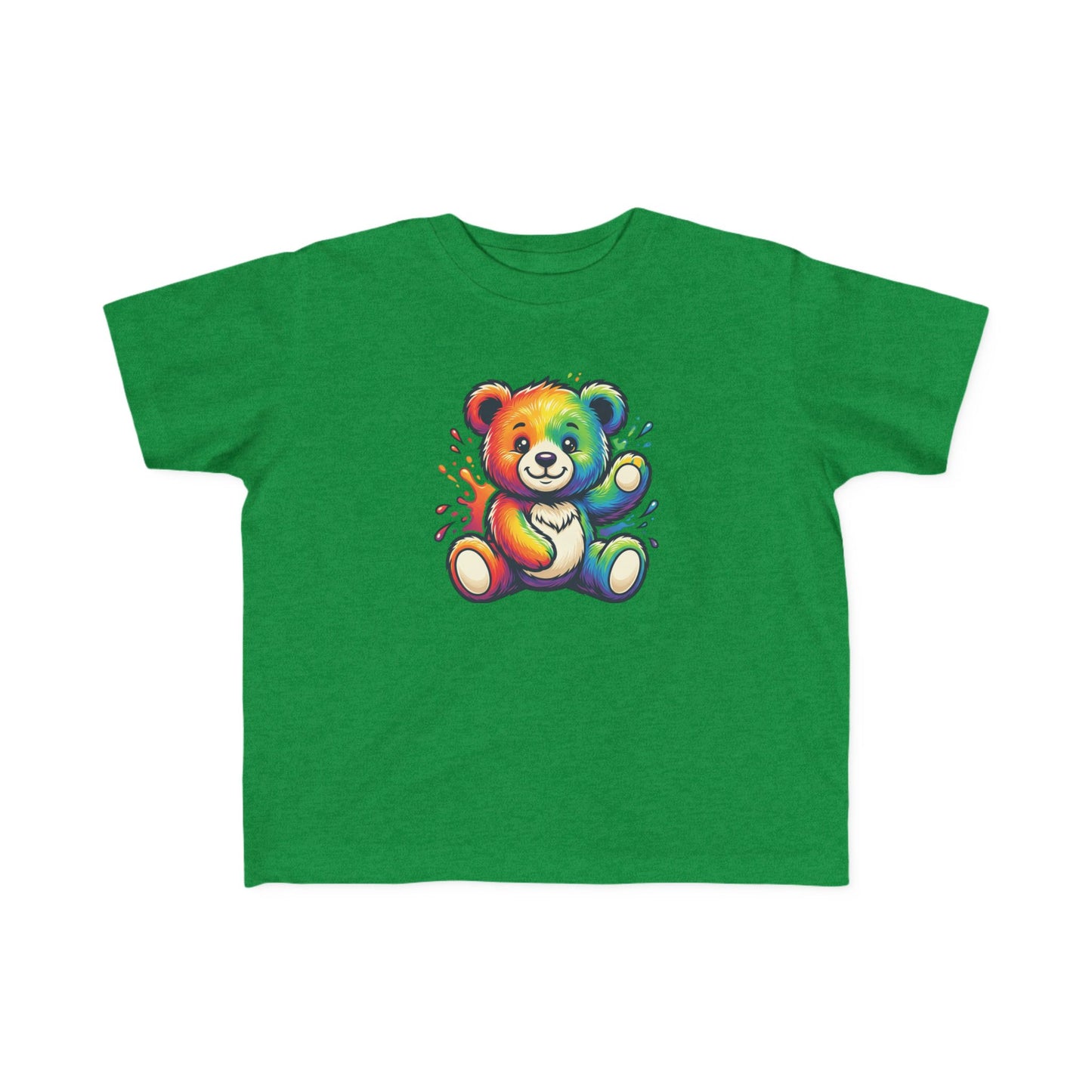 Rainbow Watercolor Teddy Bear Toddler Tee | Cute Kids Tricou Personalizat Copii Ursuleț Colorat | 100% Bumbac Premium | Tricou Băieți 2–6 Ani | Print Expresiv