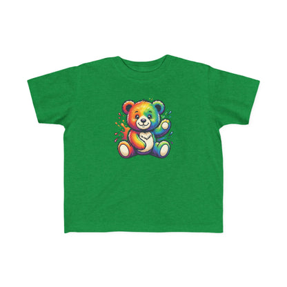 Rainbow Watercolor Teddy Bear Toddler Tee | Cute Kids Tricou Personalizat Copii Ursuleț Colorat | 100% Bumbac Premium | Tricou Băieți 2–6 Ani | Print Expresiv