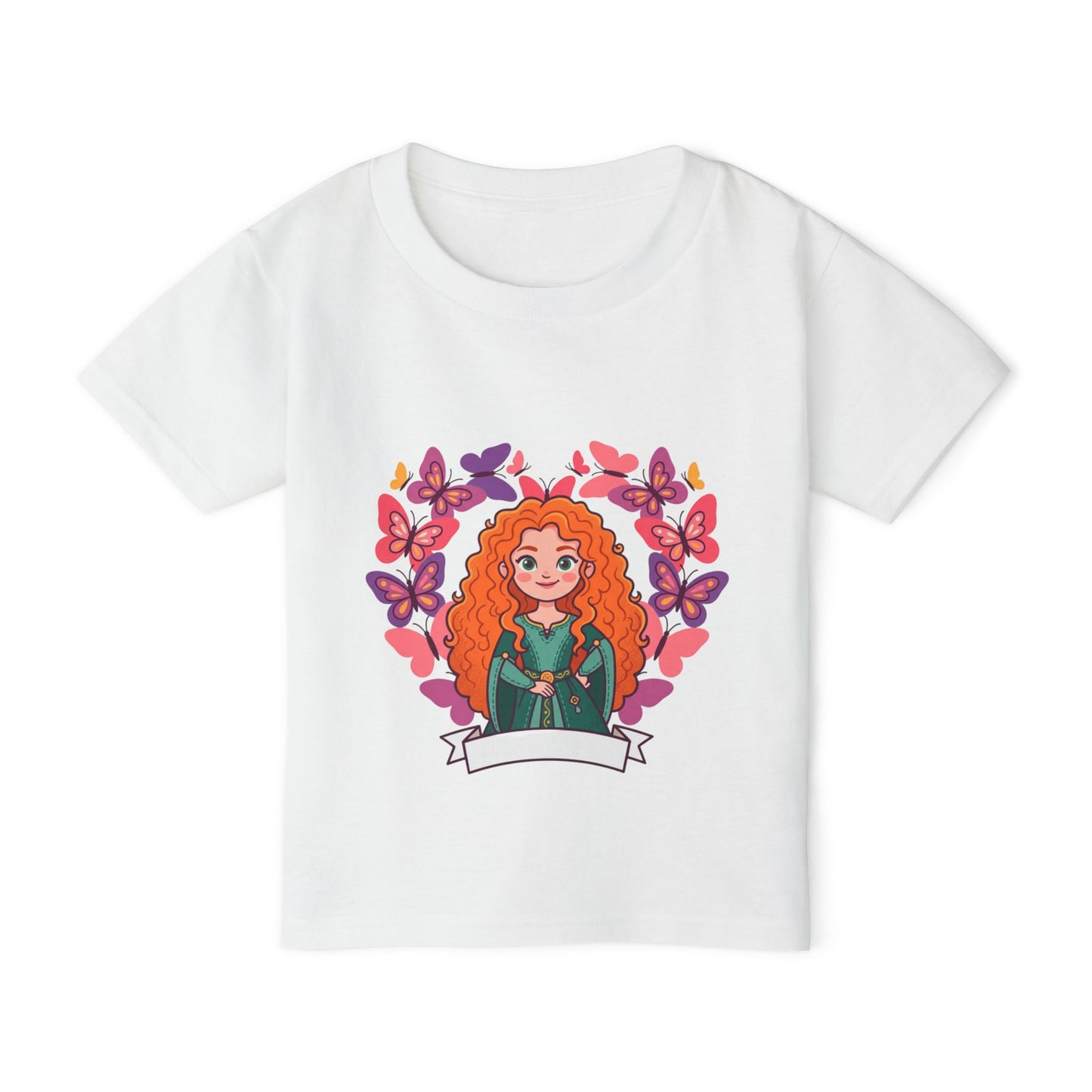 Redheaded Princess Illustration Toddler T-shirt | Floral Heart Tricou Copii Premium 100% Bumbac – Confortabil, Colorat & Perfect pentru Personalizare