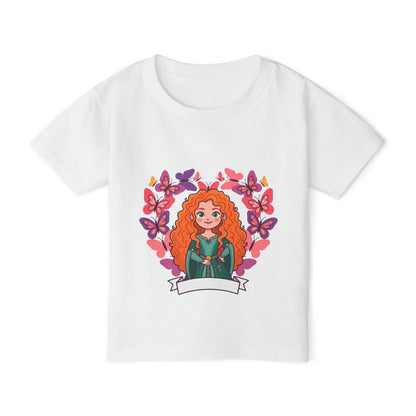 Redheaded Princess Illustration Toddler T-shirt | Floral Heart Tricou Copii Premium 100% Bumbac – Confortabil, Colorat & Perfect pentru Personalizare