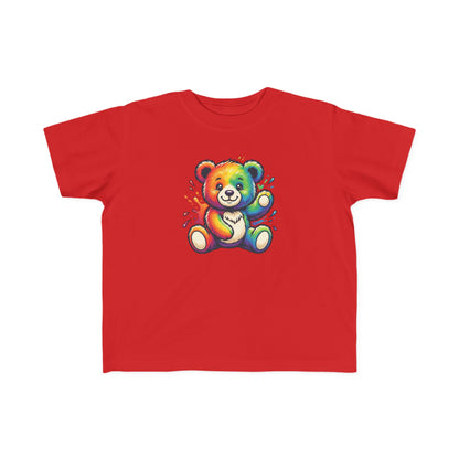Rainbow Watercolor Teddy Bear Toddler Tee | Cute Kids Tricou Personalizat Copii Ursuleț Colorat | 100% Bumbac Premium | Tricou Băieți 2–6 Ani | Print Expresiv