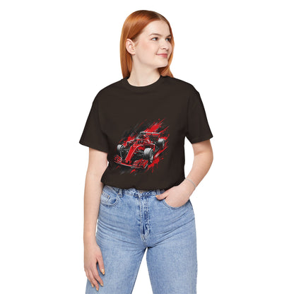 Red Racing Formula Car tee | Race Car T-Tricou Personalizat Formula Racing Red Storm | Bella Canvas® 3001 100% Bumbac Premium Unisex