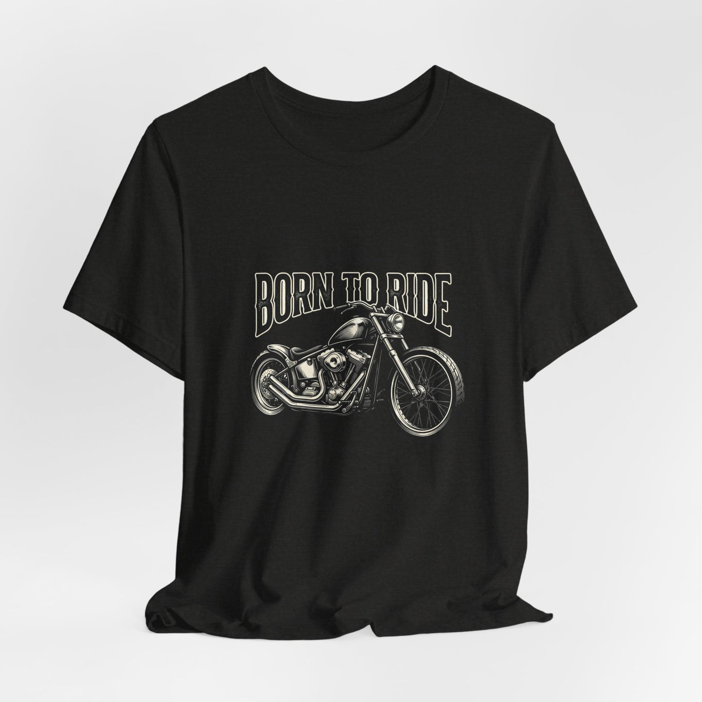 Born to Ride Motorcycle Tee | Vintage Chopper Graphic T-Tricou Personalizat Bella Canvas 3001 Unisex – 100% Bumbac Premium, Tricou Modern pentru Femei și Bărbați