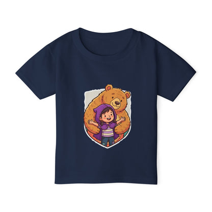Girl Hugging Bear toddler T-shirt | Cute Animal Friendship Tricou Copii Personalizat Premium – 100% Bumbac | Confort & Stil pentru Cei Mici