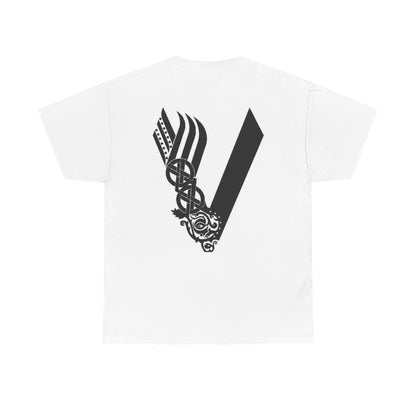 Valknut Viking Axe and Sword T-Shirt | Norse Rune Knotback Tee