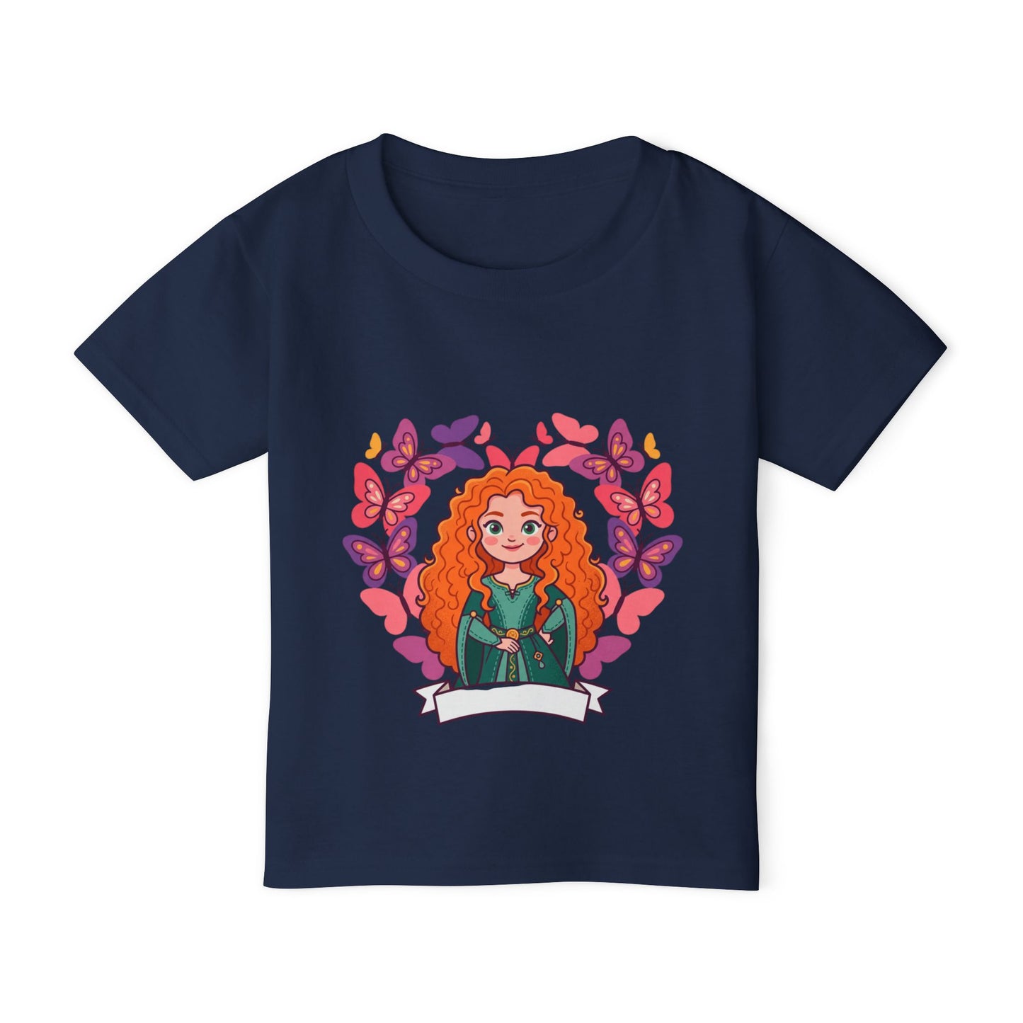 Redheaded Princess Illustration Toddler T-shirt | Floral Heart Tricou Copii Premium 100% Bumbac – Confortabil, Colorat & Perfect pentru Personalizare