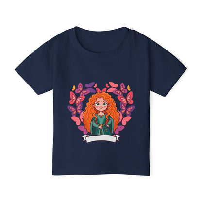 Redheaded Princess Illustration Toddler T-shirt | Floral Heart Tricou Copii Premium 100% Bumbac – Confortabil, Colorat & Perfect pentru Personalizare