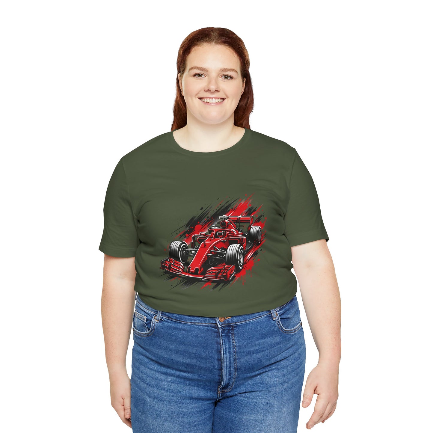Red Racing Formula Car tee | Race Car T-Tricou Personalizat Formula Racing Red Storm | Bella Canvas® 3001 100% Bumbac Premium Unisex