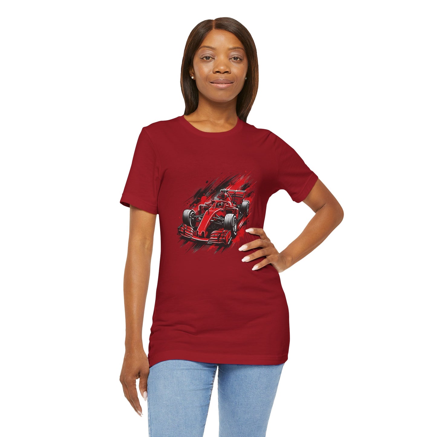 Red Racing Formula Car tee | Race Car T-Tricou Personalizat Formula Racing Red Storm | Bella Canvas® 3001 100% Bumbac Premium Unisex