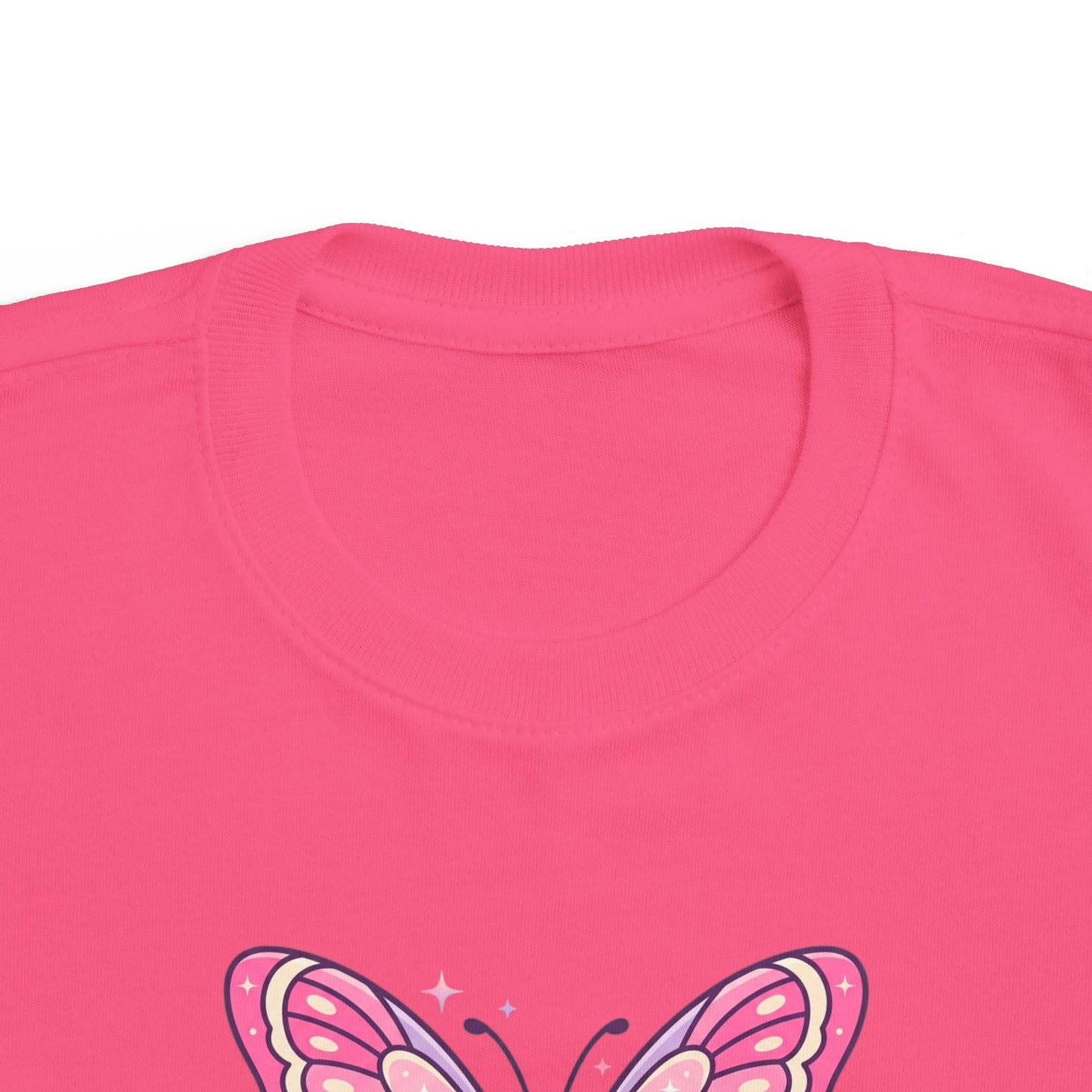 Sparkle & Fly Butterfly Toddler Tee | Pink Pastel Tricou Personalizat Copii Fluturaș Magic | 100% Bumbac Premium | Tricou Fetițe 2–6 Ani | Moale și Confortabil