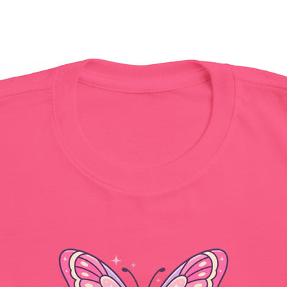 Sparkle & Fly Butterfly Toddler Tee | Pink Pastel Tricou Personalizat Copii Fluturaș Magic | 100% Bumbac Premium | Tricou Fetițe 2–6 Ani | Moale și Confortabil