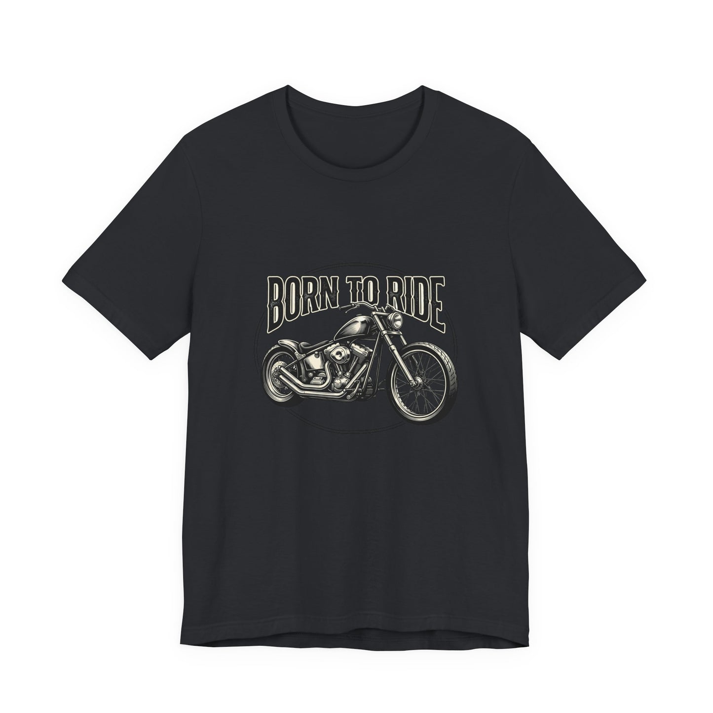 Born to Ride Motorcycle Tee | Vintage Chopper Graphic T-Tricou Personalizat Bella Canvas 3001 Unisex – 100% Bumbac Premium, Tricou Modern pentru Femei și Bărbați