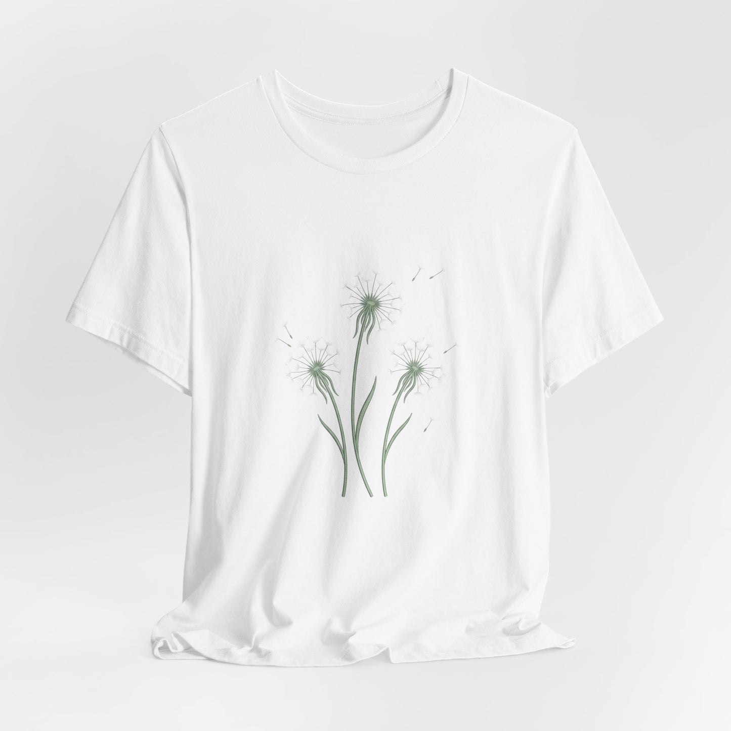 Dandelion Seed Trio Tee | Minimal Botanical Floral ShirtTricou Personalizat Păpădie Minimalistă | Bella Canvas® 3001 Bumbac Premium Unisex