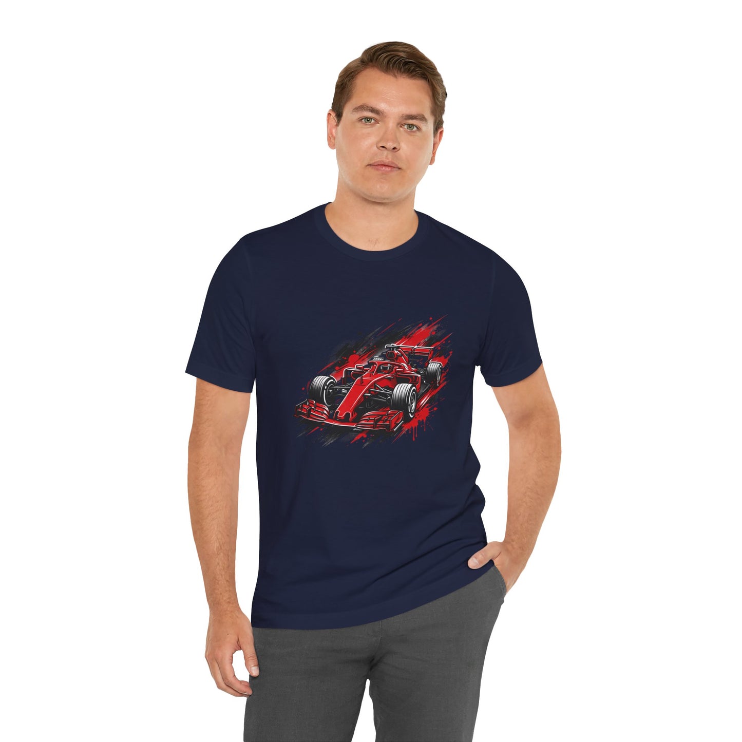 Red Racing Formula Car tee | Race Car T-Tricou Personalizat Formula Racing Red Storm | Bella Canvas® 3001 100% Bumbac Premium Unisex