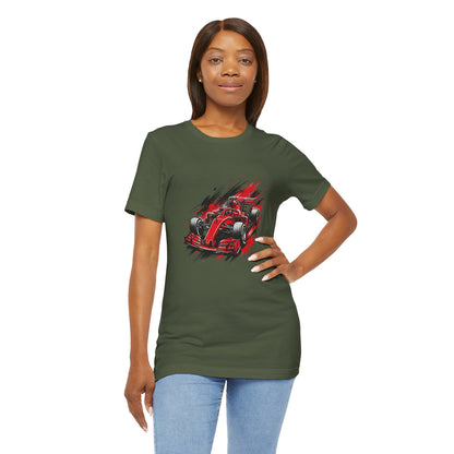 Red Racing Formula Car tee | Race Car T-Tricou Personalizat Formula Racing Red Storm | Bella Canvas® 3001 100% Bumbac Premium Unisex