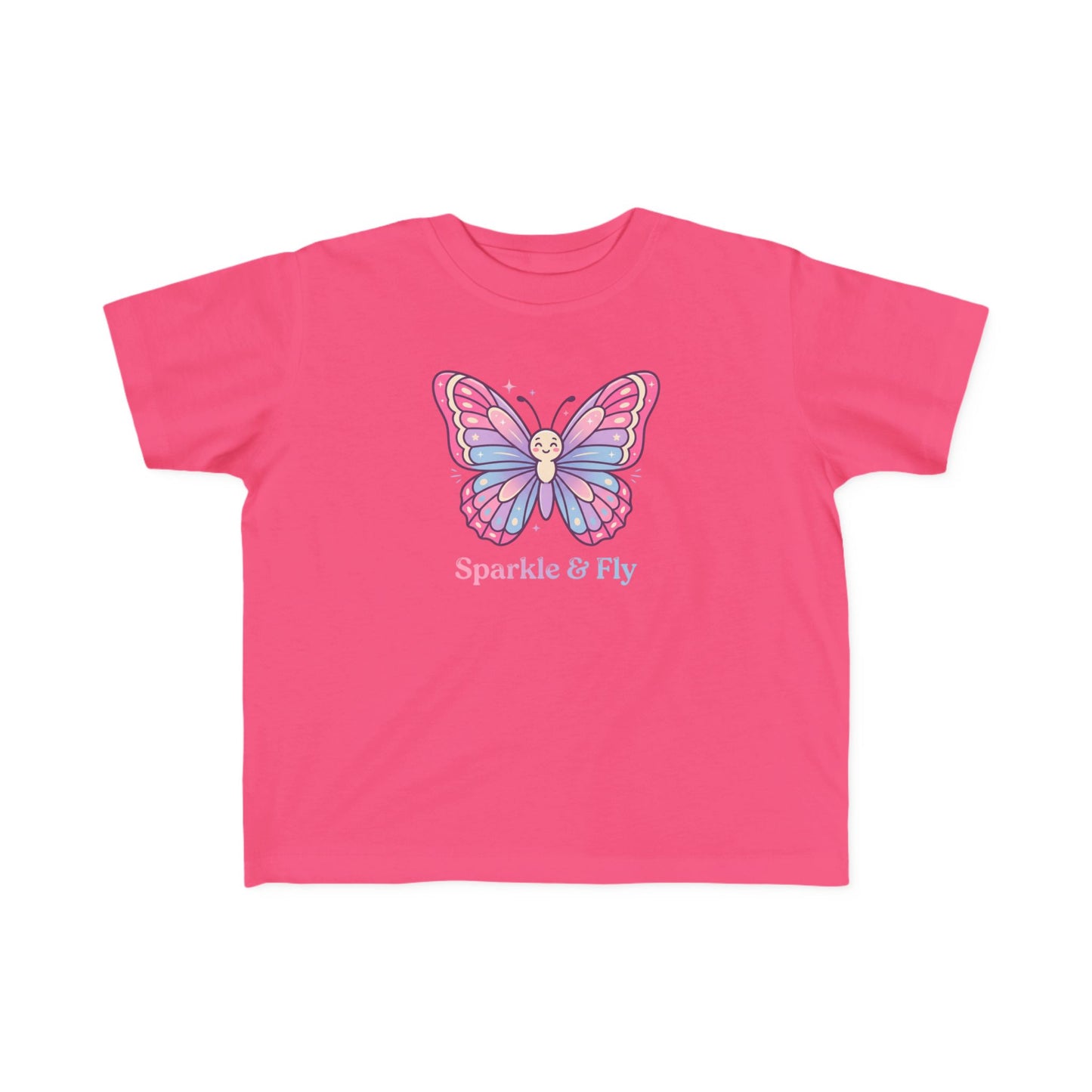 Sparkle & Fly Butterfly Toddler Tee | Pink Pastel Tricou Personalizat Copii Fluturaș Magic | 100% Bumbac Premium | Tricou Fetițe 2–6 Ani | Moale și Confortabil