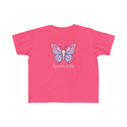 Sparkle & Fly Butterfly Toddler Tee | Pink Pastel Tricou Personalizat Copii Fluturaș Magic | 100% Bumbac Premium | Tricou Fetițe 2–6 Ani | Moale și Confortabil