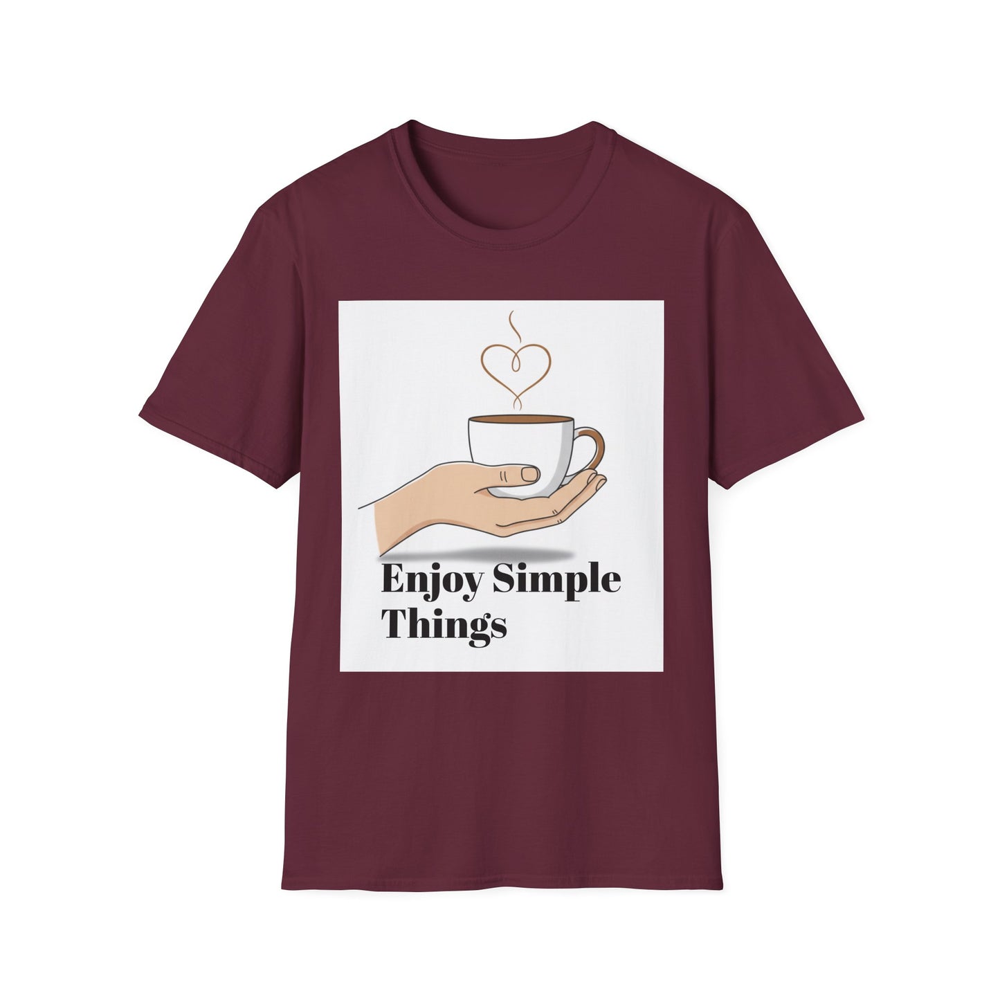 Enjoy Simple Things Coffee Cup T-Shirt | Minimalist Hand Illustration
