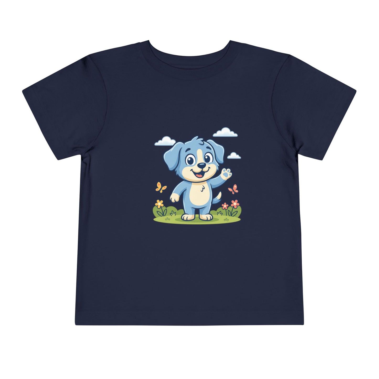 Blue Puppy Cartoon Toddler Tee | Cute Dog IllustrationTricou Personalizat Copii Bella Canvas® – 100% Bumbac Premium pentru Băieți și Fetițe 2T–5T | Tricou Personalizat Confortabil și Colorat