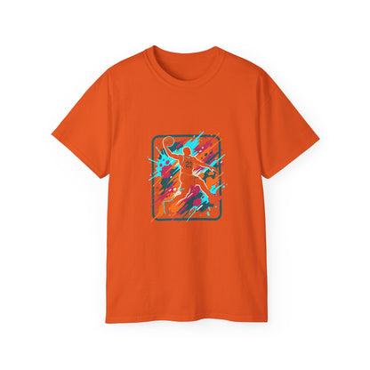 Abstract Basketball Player Tee | Colorful Silhouette Court Art