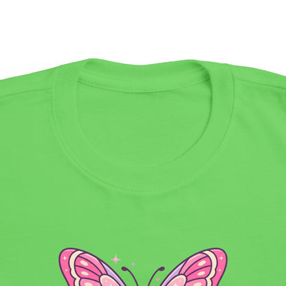 Sparkle & Fly Butterfly Toddler Tee | Pink Pastel Tricou Personalizat Copii Fluturaș Magic | 100% Bumbac Premium | Tricou Fetițe 2–6 Ani | Moale și Confortabil