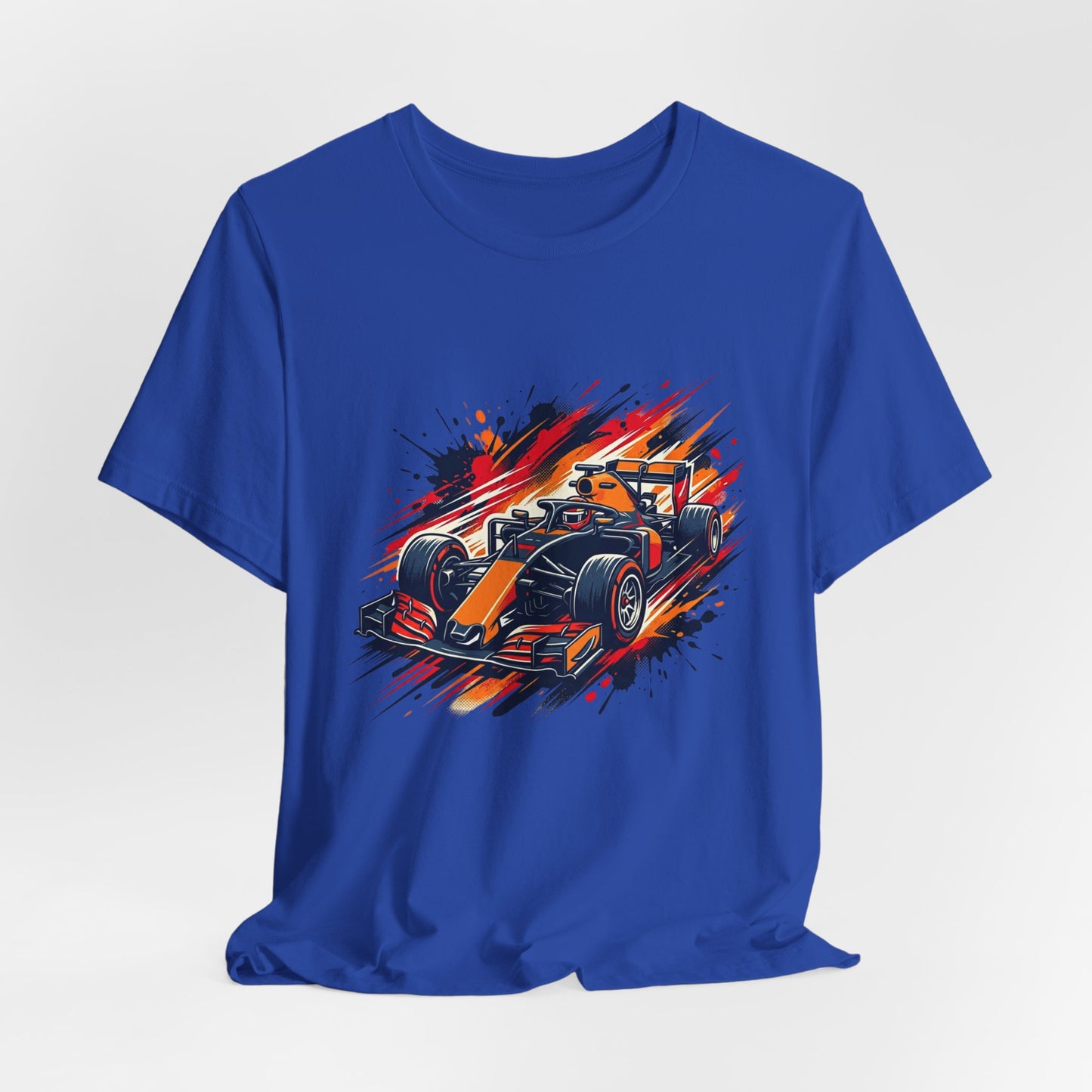 Orange Race Car Tee | Formula Racing Graphic T-ricou Personalizat Formula Racing Red Storm | Bella Canvas® 3001 100% Bumbac Premium Unisex