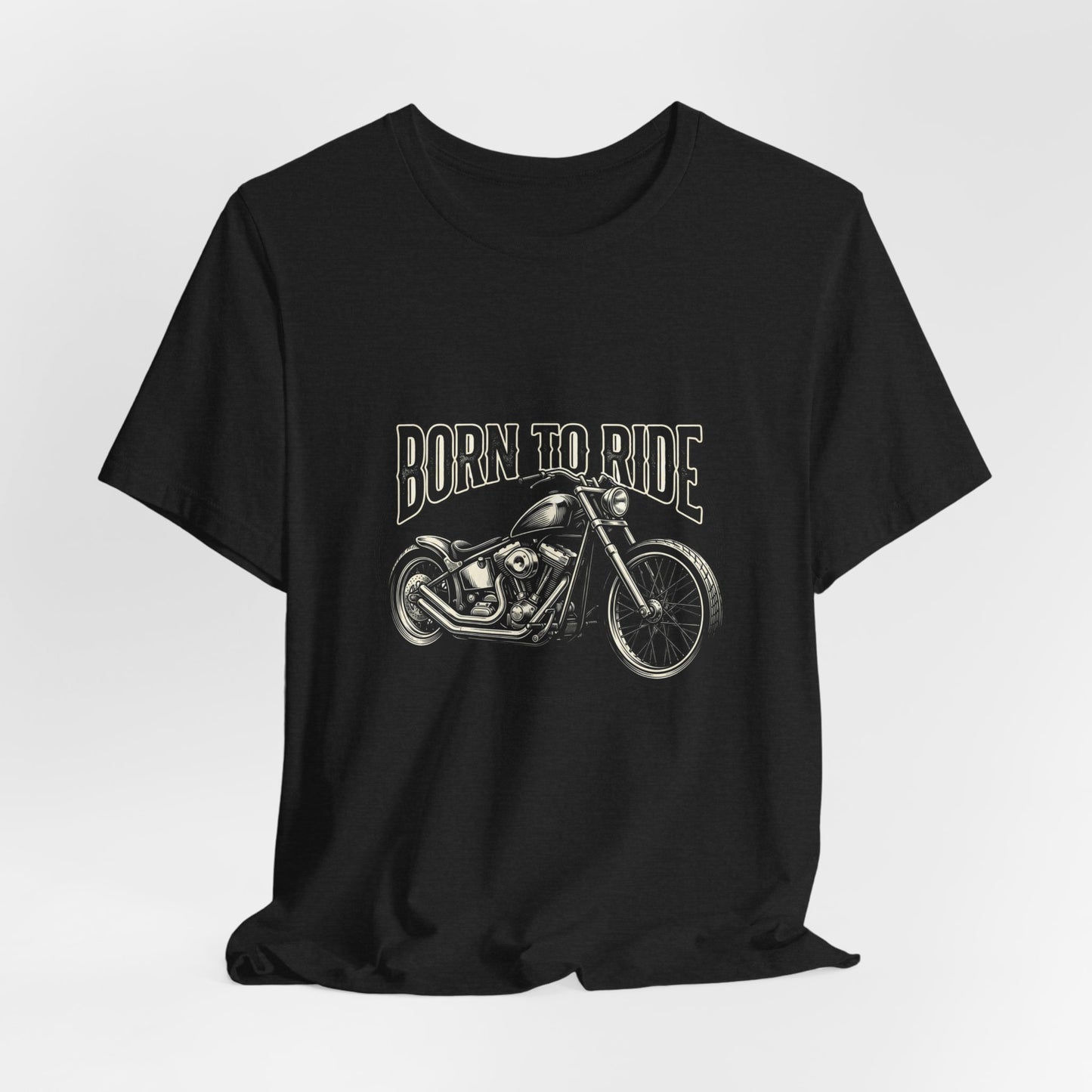 Born to Ride Motorcycle Tee | Vintage Chopper Graphic T-Tricou Personalizat Bella Canvas 3001 Unisex – 100% Bumbac Premium, Tricou Modern pentru Femei și Bărbați