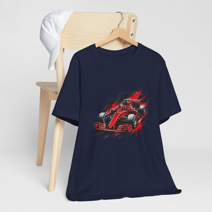 Red Racing Formula Car tee | Race Car T-Tricou Personalizat Formula Racing Red Storm | Bella Canvas® 3001 100% Bumbac Premium Unisex