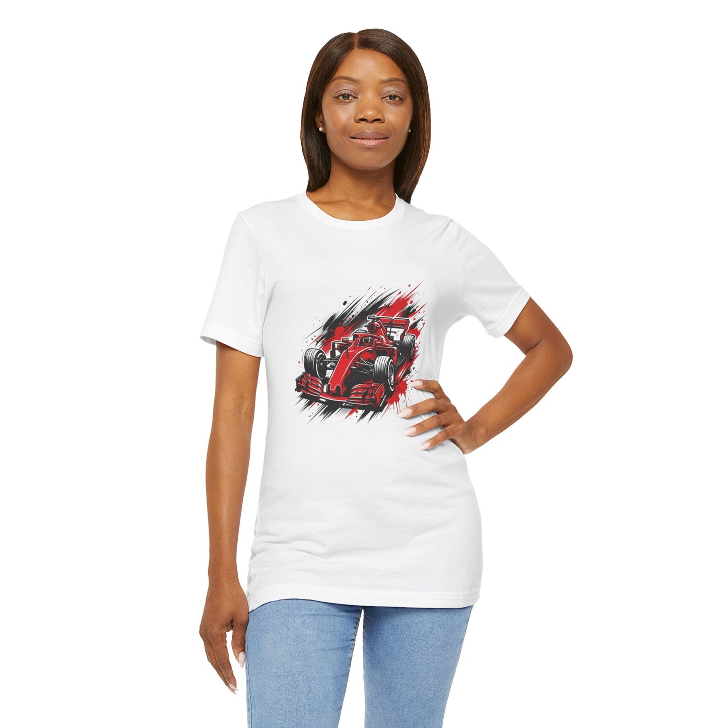 Red Racing Formula Car tee | Race Car T-Tricou Personalizat Formula Racing Red Storm | Bella Canvas® 3001 100% Bumbac Premium Unisex