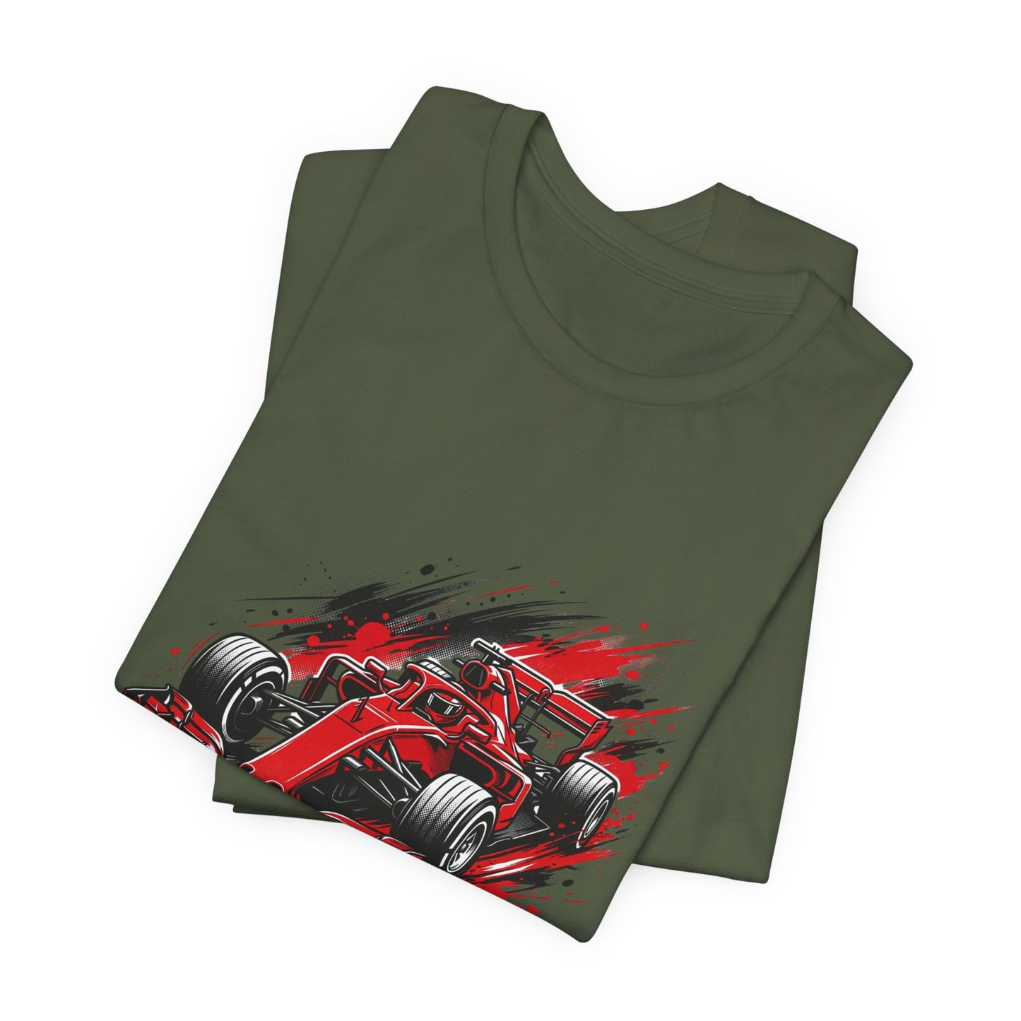 Red Racing Formula Car tee | Race Car T-Tricou Personalizat Formula Racing Red Storm | Bella Canvas® 3001 100% Bumbac Premium Unisex