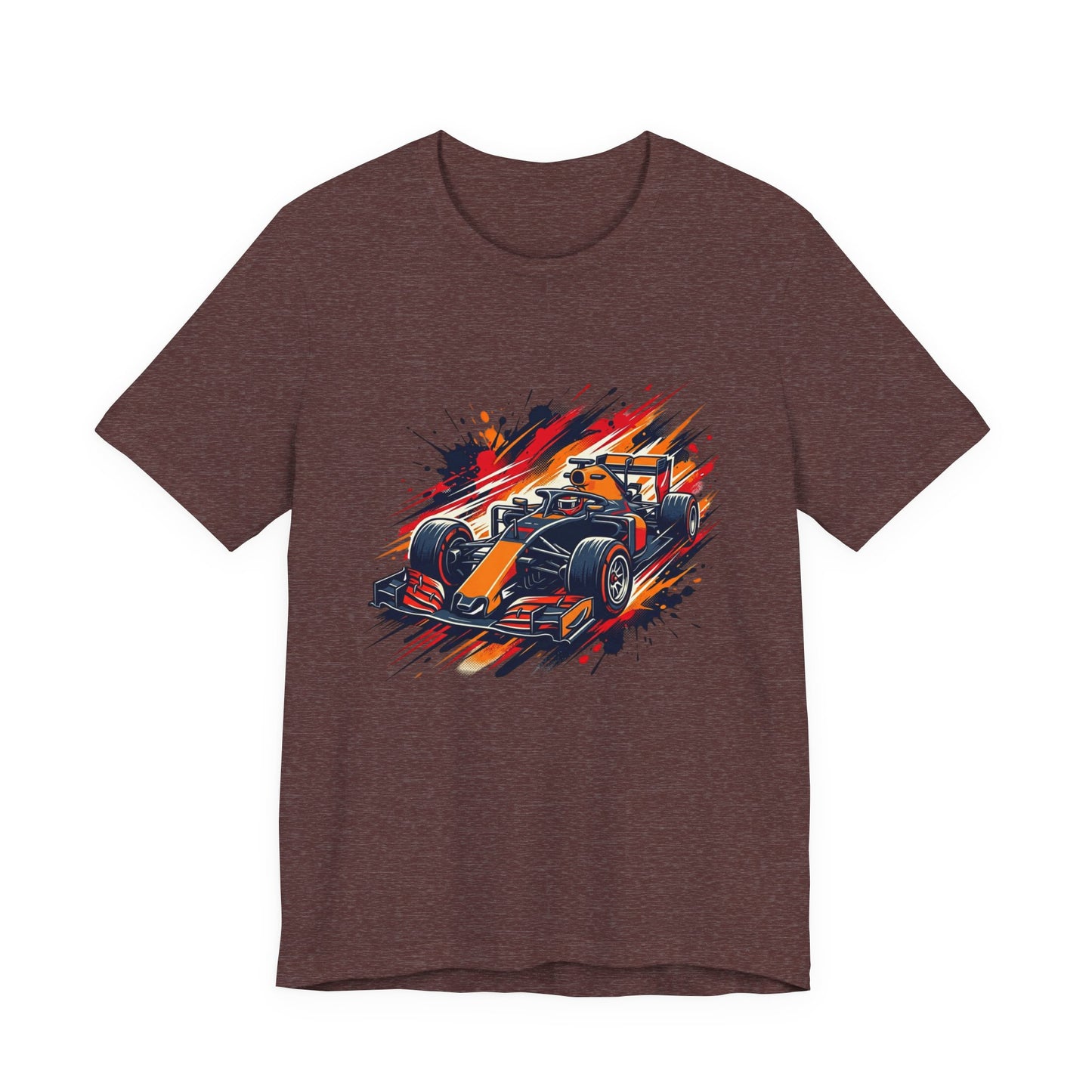 Orange Race Car Tee | Formula Racing Graphic T-ricou Personalizat Formula Racing Red Storm | Bella Canvas® 3001 100% Bumbac Premium Unisex