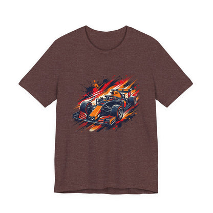 Orange Race Car Tee | Formula Racing Graphic T-ricou Personalizat Formula Racing Red Storm | Bella Canvas® 3001 100% Bumbac Premium Unisex