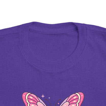 Sparkle & Fly Butterfly Toddler Tee | Pink Pastel Tricou Personalizat Copii Fluturaș Magic | 100% Bumbac Premium | Tricou Fetițe 2–6 Ani | Moale și Confortabil