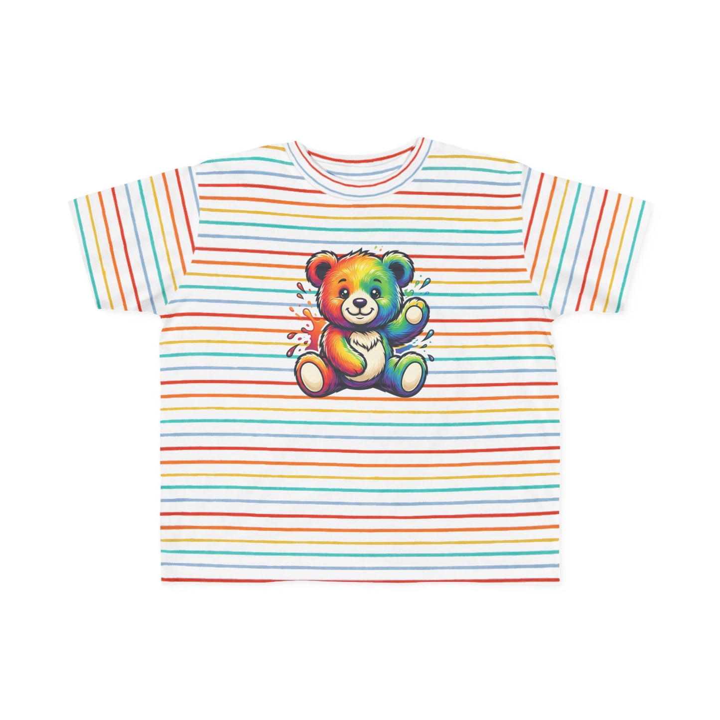 Rainbow Watercolor Teddy Bear Toddler Tee | Cute Kids Tricou Personalizat Copii Ursuleț Colorat | 100% Bumbac Premium | Tricou Băieți 2–6 Ani | Print Expresiv