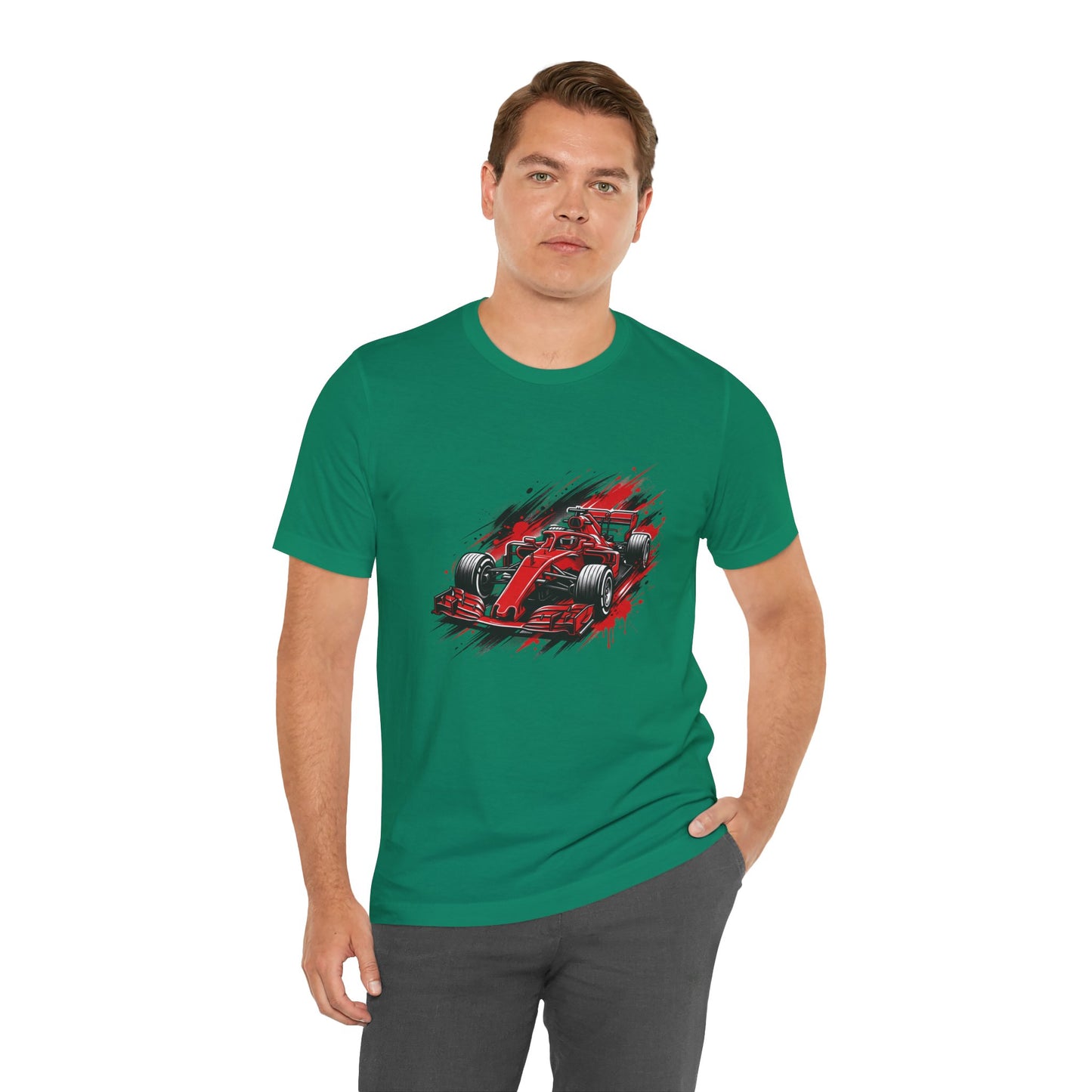 Red Racing Formula Car tee | Race Car T-Tricou Personalizat Formula Racing Red Storm | Bella Canvas® 3001 100% Bumbac Premium Unisex