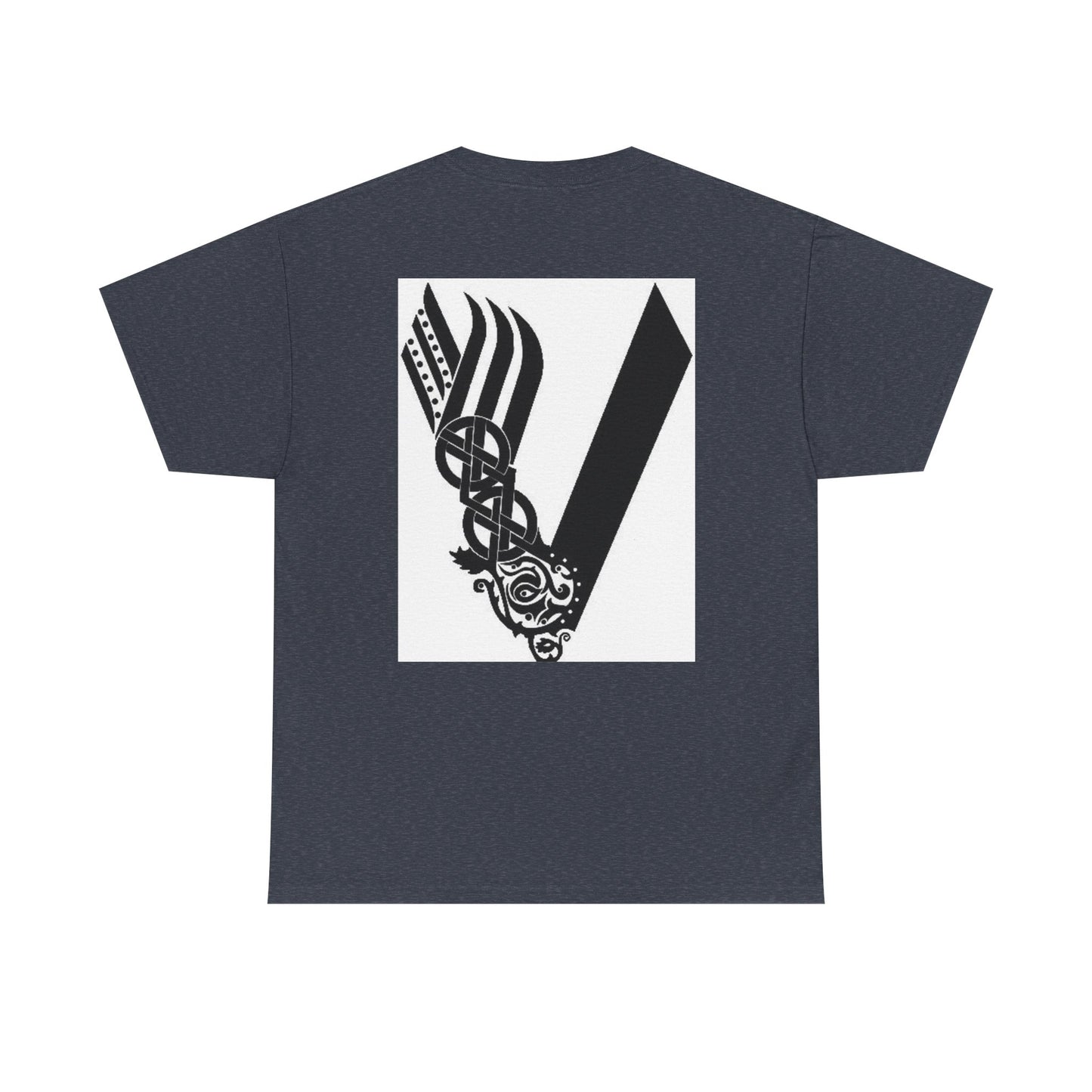 Valknut Viking Axe and Sword T-Shirt | Norse Rune Knotback Tee