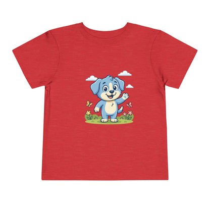 Blue Puppy Cartoon Toddler Tee | Cute Dog IllustrationTricou Personalizat Copii Bella Canvas® – 100% Bumbac Premium pentru Băieți și Fetițe 2T–5T | Tricou Personalizat Confortabil și Colorat