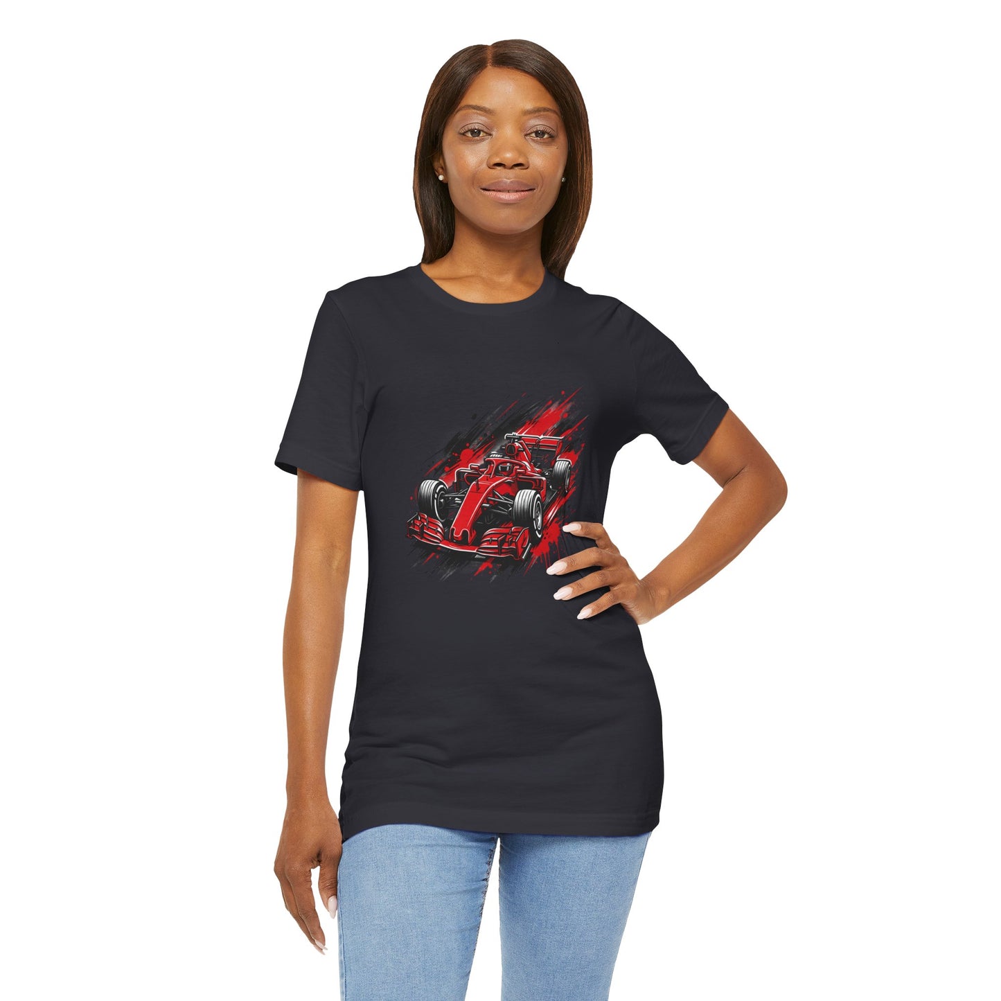 Red Racing Formula Car tee | Race Car T-Tricou Personalizat Formula Racing Red Storm | Bella Canvas® 3001 100% Bumbac Premium Unisex