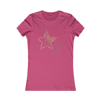 Rhinestone Star Trio Tee | Sparkle Gold Silver Star Tricou Damă Premium – Design Modern & Confort 100% Bumbac