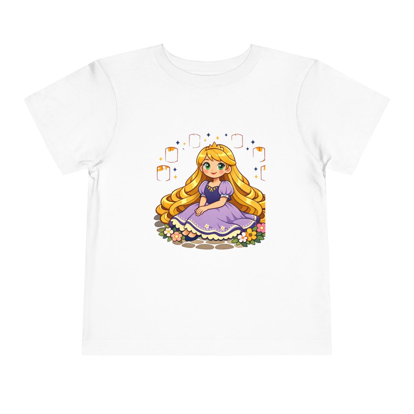 Long-Haired Princess Sitting Tee | Cute Fairy Tale Toddler ShirtTricou Personalizat Fetițe Prințesă cu Păr Blond | 100% Bumbac Premium Bella Canvas® 2T–5T