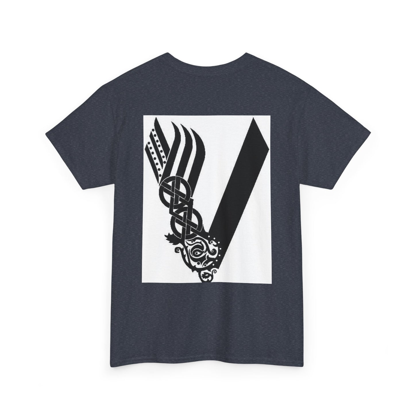 Valknut Viking Axe and Sword T-Shirt | Norse Rune Knotback Tee