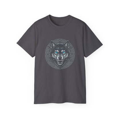 Tricou Lup Unisex Gildan 2000 – Wolf Design Shirt, Nordic Style Tee, Tricou Masculin Puternic, Cadou pentru Iubitori de Lupi