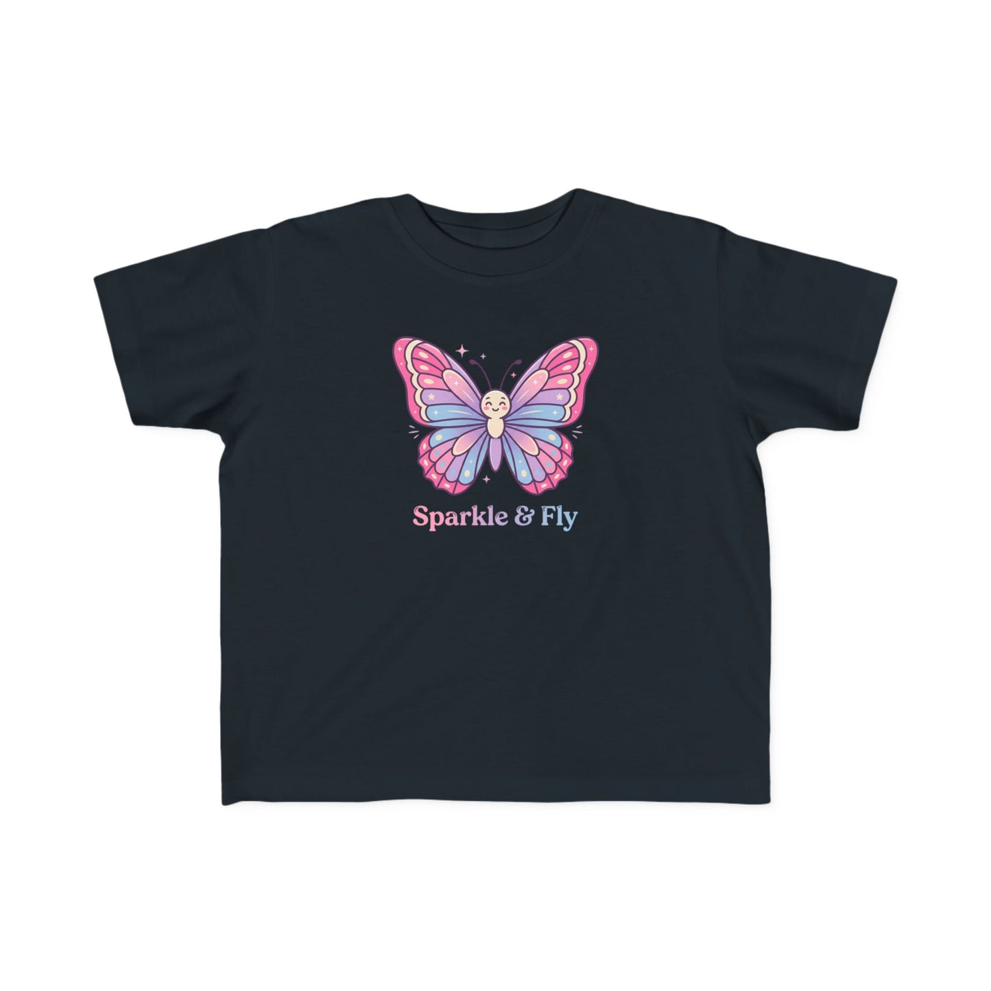 Sparkle & Fly Butterfly Toddler Tee | Pink Pastel Tricou Personalizat Copii Fluturaș Magic | 100% Bumbac Premium | Tricou Fetițe 2–6 Ani | Moale și Confortabil