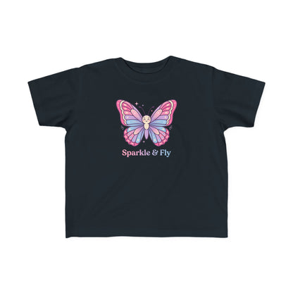 Sparkle & Fly Butterfly Toddler Tee | Pink Pastel Tricou Personalizat Copii Fluturaș Magic | 100% Bumbac Premium | Tricou Fetițe 2–6 Ani | Moale și Confortabil
